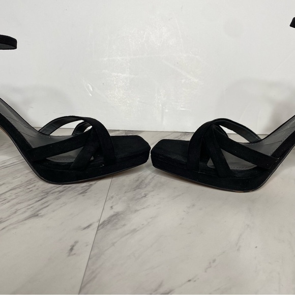 Franco Sarto Damalis Black Sparkle Square Toe Heeled Sandal 11M - Picture 6 of 15